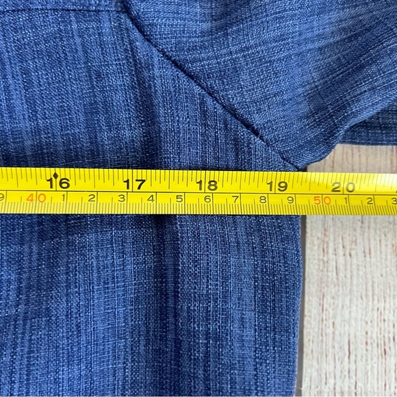 TAHARI Blue Stretch Denim Look Turn Lock Dress 8 Petite - Picture 7 of 11